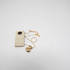NEW Anthropologie Bubble Letter 'S' Monogram 14k Yellow Gold Plated Necklace
